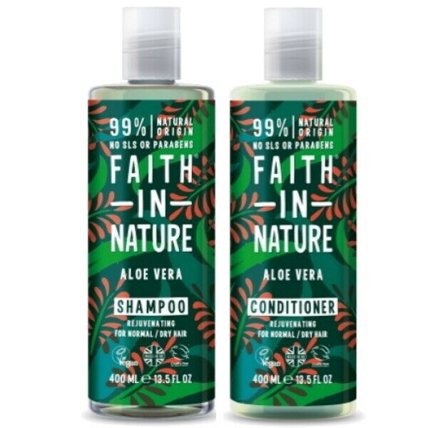 Faith in Nature Aloe Vera Shampoo & Conditioner VEGAN Parabenfrei 400ml 2er SET