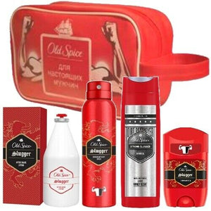 Old Spice SLUGGER After Shave+DeoSpray+Showergel+Deostick+Kulturbeutel 5er (rd)