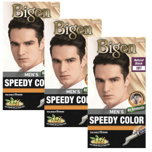 BIGEN Men's Speedy Colour Creme Haarfarbe Haarfärbemittel Natur Schwarz 101 - 3x