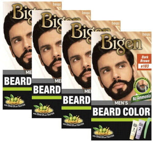 BIGEN Men's Beard Colour Bart & Schnurrbart Creme Farbe Dunkel Braun B103 4er P.
