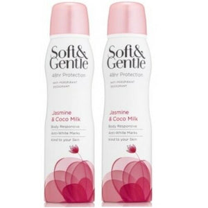 SOFT & GENTLE Jasmine & Coco Milk 48H Antitranspirant Deodorant 150ml 2er Pack