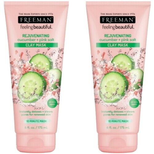 Freeman Rejuvenation Clay Mask Cucumber Salt Mask Cleansing Large Tube 175ml 2 Pack