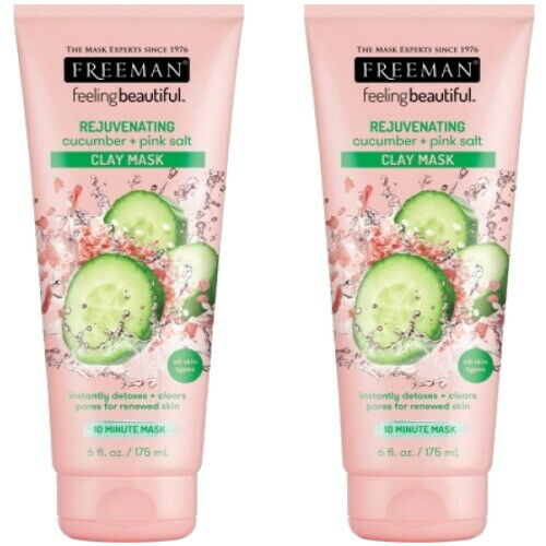 Freeman Verjüngung Clay Mask Gurke-Salz Maske Reinigend Große Tube 175ml 2er P.