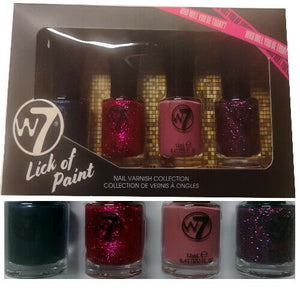 W7 Lick of Paint Glitter & Metallic Nagellack Nail Polish 4x 10ml SET (e30)