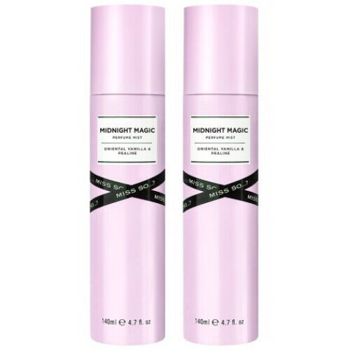 MISS SO...? MIDNIGHT MAGIC Vanilla &amp; Praline Body Mist Perfume Spray 140 ml pack of 2