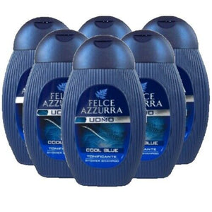 Felce Azzurra UOMO COOL BLUE Men Showergel Duschgel & Shampoo PAGLIERI 6er Pack