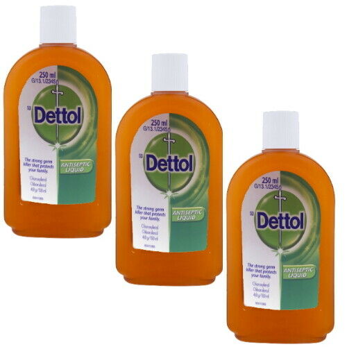 Dettol Liquid Abzugsflüssigkeit Reinigungsmittel,Antisept, Desinfektion 250ml 3x