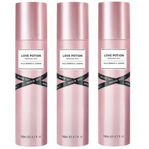MISS SO...? LOVE POTION Wild Berries &amp; Jasmin Body Mist Perfume Spray 140 ml 3xP