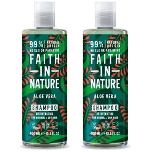 Faith in Nature Aloe Vera Shampoo VEGAN Parabenfrei pH-Neutral 400ml 2er Pack