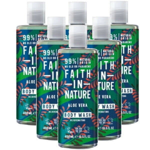 Faith in Nature Aloe Vera Body Wash VEGAN Parabenfrei pH-Neutral 400ml 6er Pack
