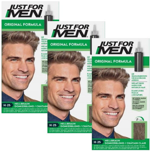 Just for Men Pflege Haar Tönung Männer Haarfarbe hellbraun H-25 66ml 3er Pack