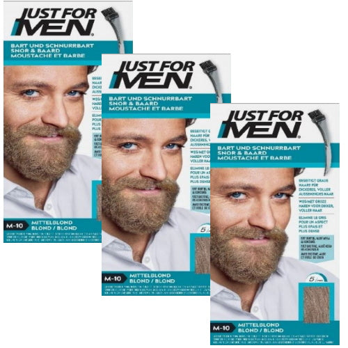 Just for Men Brush-In-Color-Gel für Bart&Schnurrbart Gel Pflege Mittelblond M-10 3er Pack