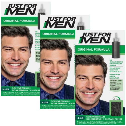 Just for Men Pflege Haar Tönung Männer Haarfarbe schwarzbraun H-45 66ml 3er Pack